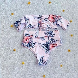 Two piece high waisted floral bathing suit!